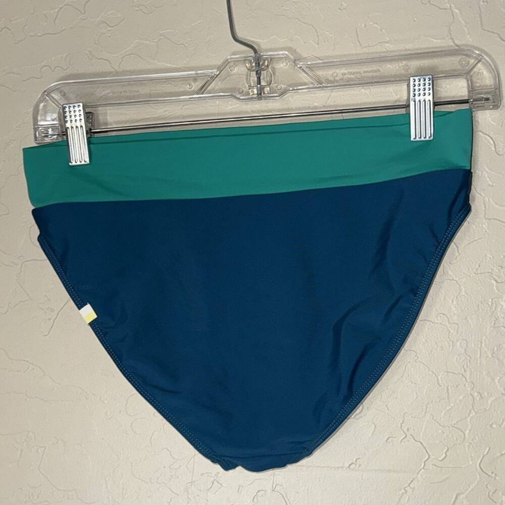 Summer salt blue and green color block mid/high waist swim bottoms size 2 - Picture 2 of 4